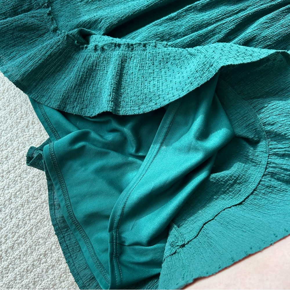 Altar'd State Forest Green Textured Ruffle Wrap Dress - Picture 10 of 14